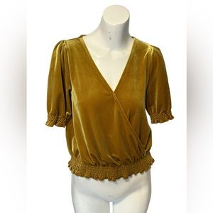 MADEWELL Velvet Smocked Crossover Top Size XS b33